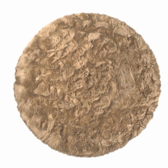 Luxe Home Decor Arlington Faux Sheepskin Circular Rug | 1-Piece | Tan | 6' - Picture 1 of 3
